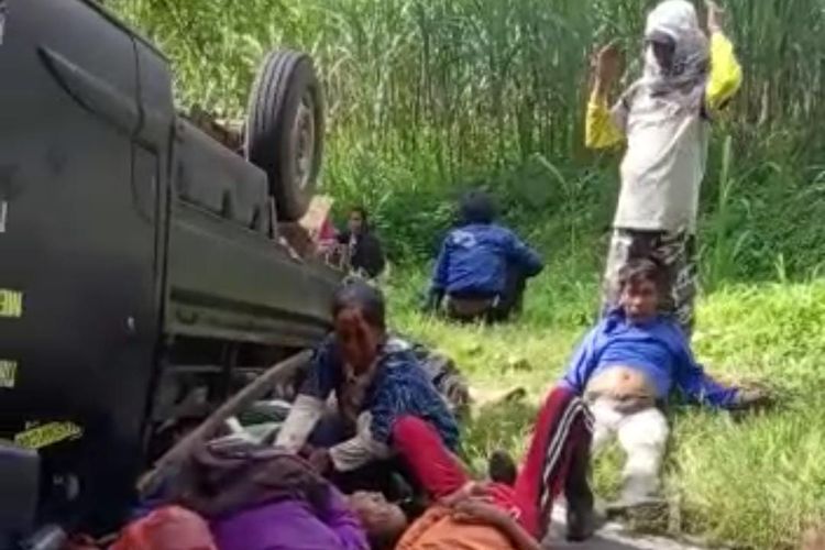 Tangkapan layar kecelakaan tunggal di Kabupaten Bondowoso menewaskan lima orang 