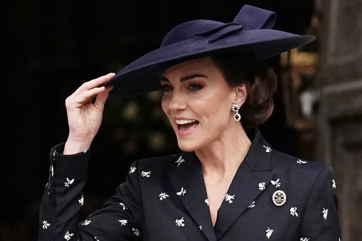 Britain's Catherine, Princess of Wales reacts as she departs after attending the Commonwealth Day service ceremony, at Westminster Abbey, in London, on March 13, 2023. (Photo by Jordan Pettitt / POOL / AFP)