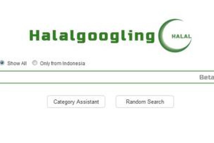 Tampilan laman utama Halalgoogling.com