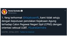 Ramai Partai Gerindra Tolak Aturan CPNS Kejagung soal LGBT