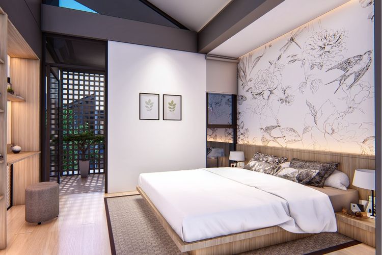 Kamar tidur utama O2 Essential Home Grand Wisata, Bekasi.