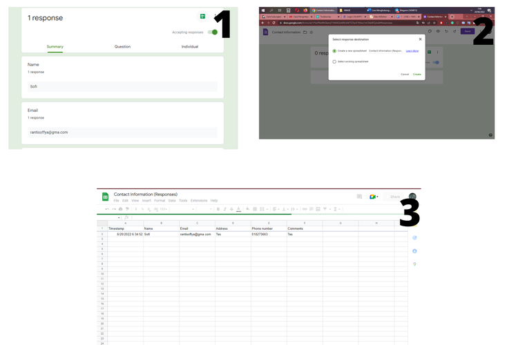 cara hubungkan google form dengan spreadsheet 