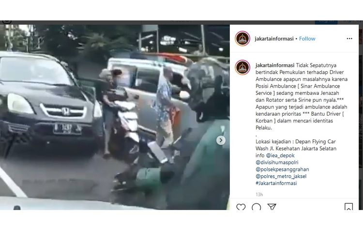 Video penganiayaan terhadap sopir ambulans di depan Flying Car Wash Jl. Kesehatan Jakarta Selatan.