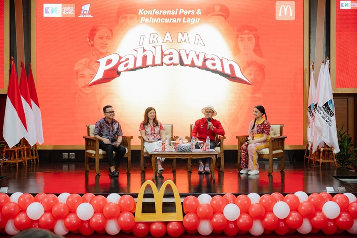 Suasana konferensi pers terkait peluncuran lagu ?Irama Pahlawan? di Gedung Arsip Nasional Republik Indonesia (ANRI). 