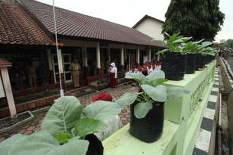 SD Negeri Kramat I Kota Magelang, Jawa Tengah, menerapkan budidaya tanaman organik di halaman sekolah.
