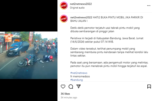 Video Penumpang Sembarangan Buka Pintu Mobil, Bikin Motor Kecelakaan