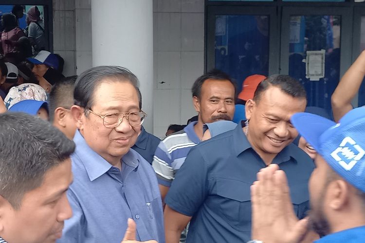 SBY saat hadiri kampanye Partai Demokrat di GOR Kridosono, Kota Yogyakarta, Jumat (19/1/2024)
