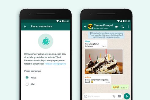 Fitur Pesan Sementara WhatsApp Sudah Bisa Dicoba di Indonesia