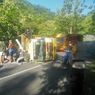 Ikuti Google Maps Lewat Bukit Menoreh yang Ekstrem, Truk Angkut Sagu Terguling di Tanjakan