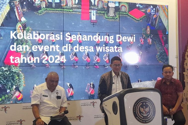 Menteri Pariwisata dan Ekonomi Kreatif (Menparekraf) Sandiaga Uno meluncurkan program Semarak Event Unggulan di Desa Wisata (Senandung Dewi) 2024.