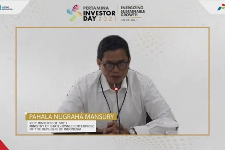 Pahala saat menjadi pembicara Pertamina Investor Day 2021.