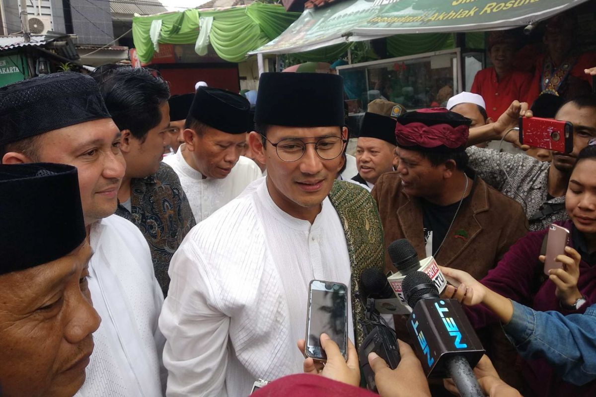 Wakil Gubernur DKI Jakarta Sandiaga Uno di Pesantren Nahdlatul Wathan, Penggilingan, Jakarta Timur, Minggu (10/12/2017).