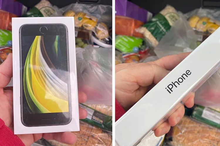 Foto iPhone SE yang didapat Nick James (50), padahal dia membeli apel di Tesco.