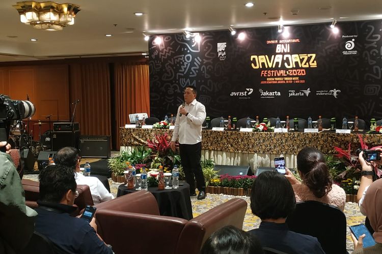 Triawan Munaf dalam jumpa pers Java Jazz Festival 2020 di Hotel Borobudur, Jakarta Pusat, Rabu (26/2/2020).
