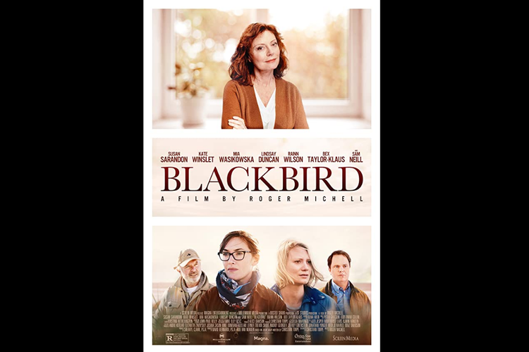 Susan Sarandon, Sam Neill, Kate Winslet, Rainn Wilson, dan Mia Wasikowska dalam film drama Blackbird (2019).