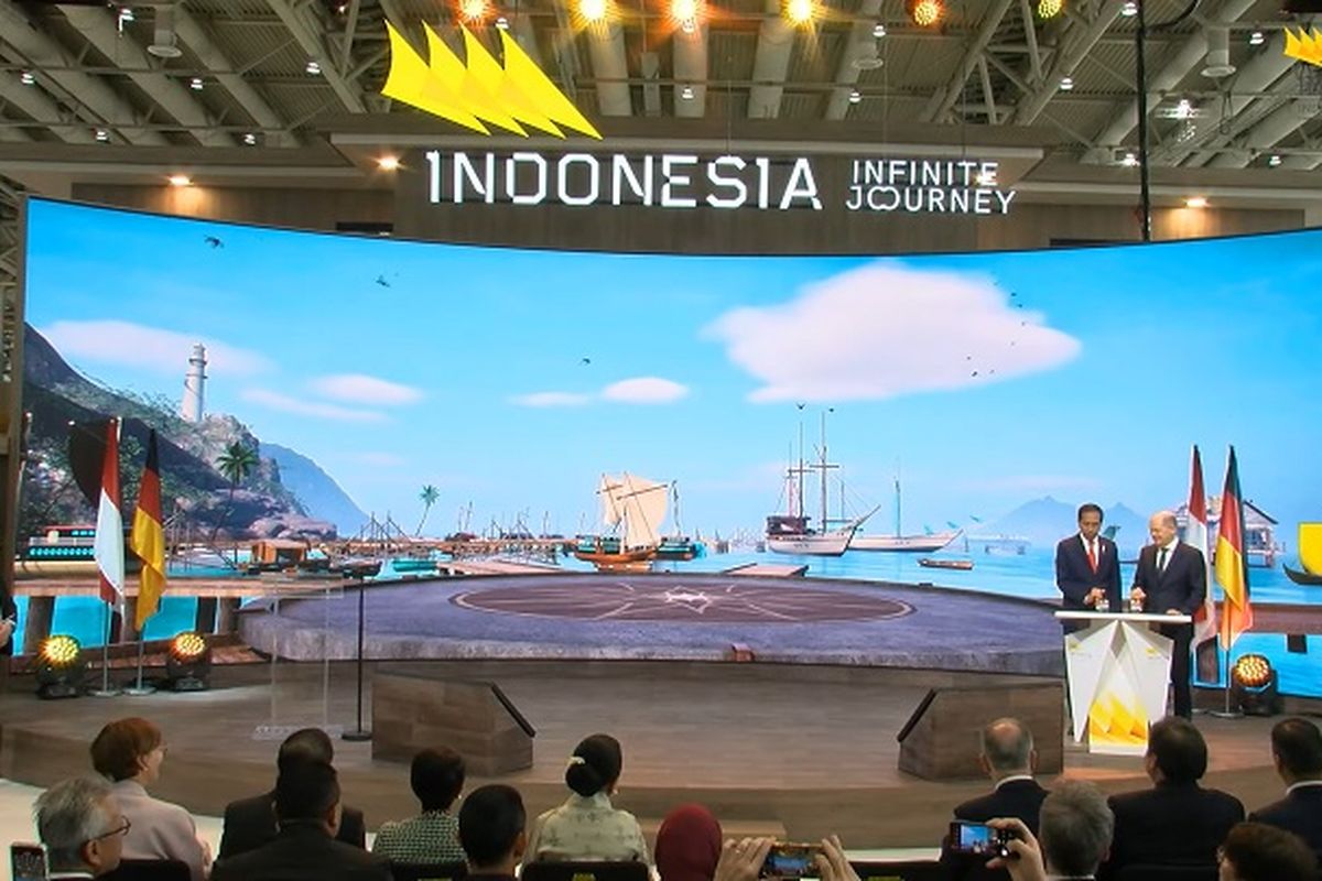 Presiden Joko Widodo dan  dan Kanselir Jerman Olaf Scholz meresmikan Paviliun Indonesia di Hannover Messe 2023. 