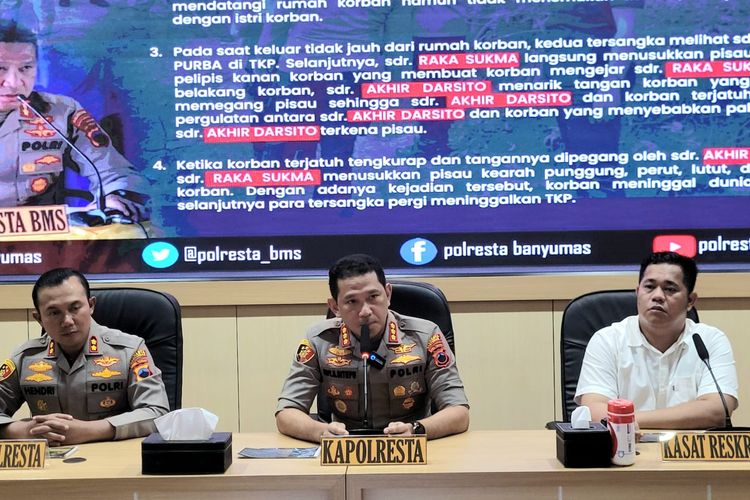 Konferensi pers perkelahian berujung maut di Mapolresta Banyumas, Jawa Tengah, Rabu (22/5/2024).