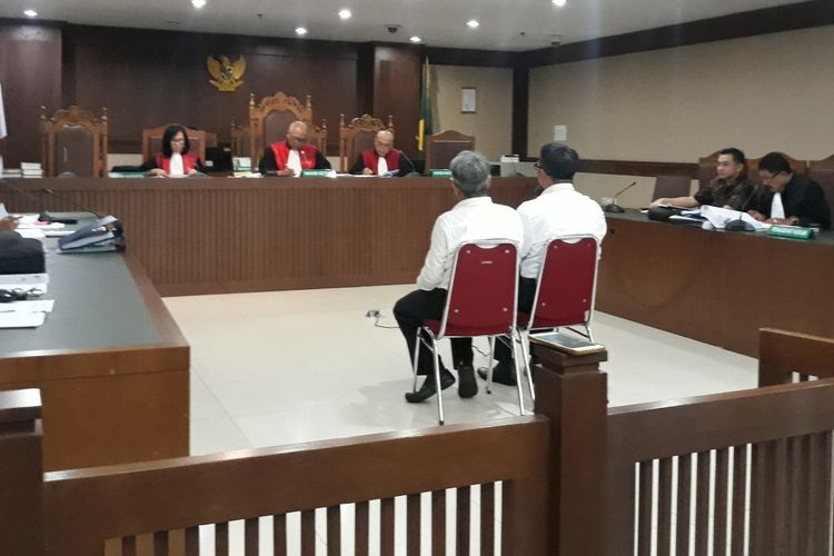 Direktur Jenderal Perimbangan Keuangan Kementerian Keuangan Astera Primanto Bhakti dan Mochamad Ardian Noervianto selaku Direktur Fasilitasi Dana Perimbangan dan Pinjaman Daerah Kementerian Dalam Negeri bersaksi di Pengadilan Tipikor Jakarta, Senin (18/2/2019).