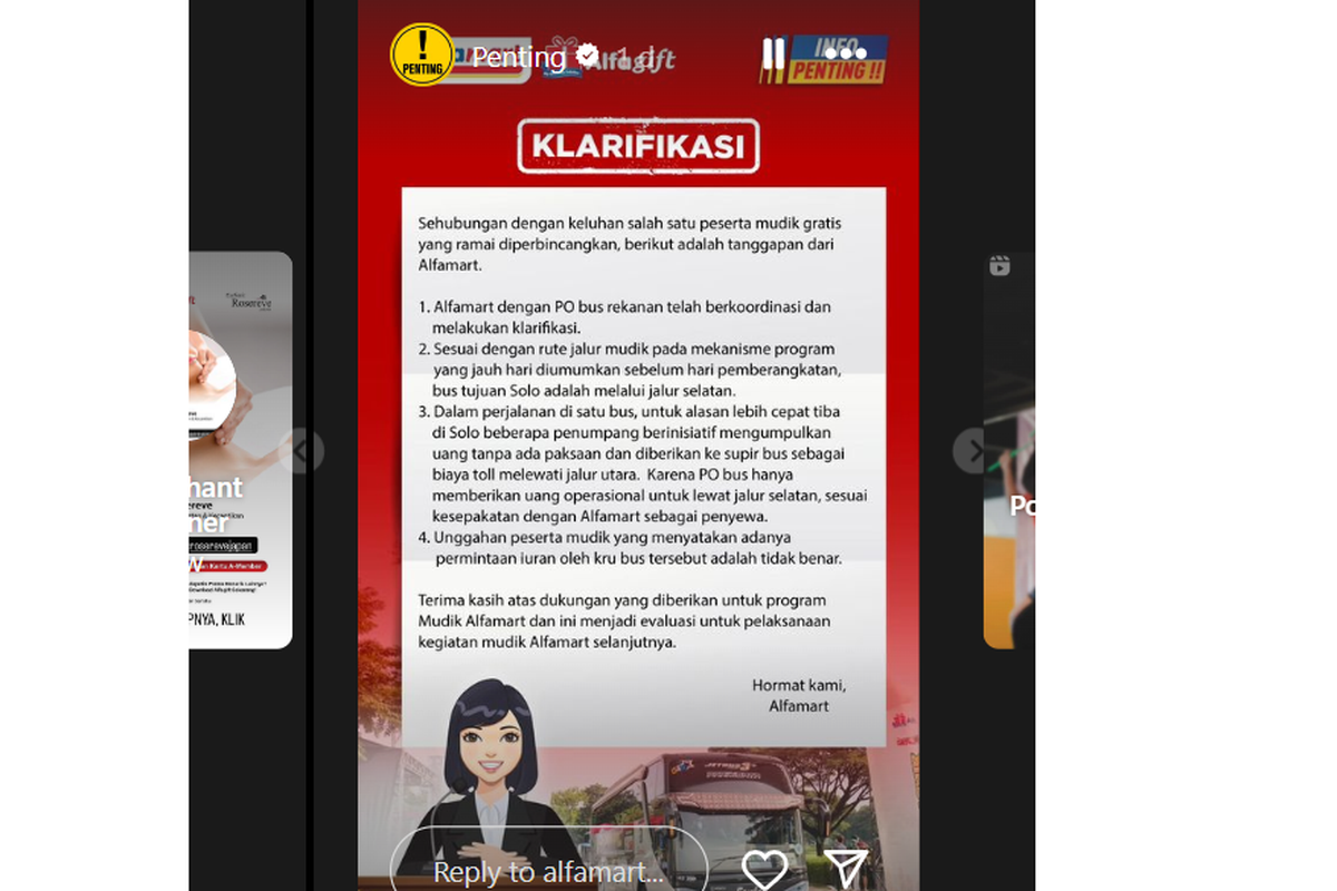 Klarifikasi Pihak Alfamart penyelenggara mudik gratis