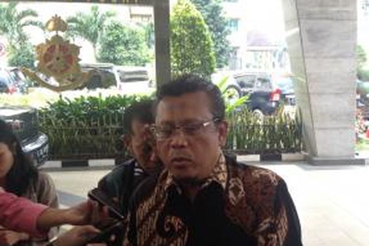 Kuasa hukum Prabowo Subianto-Hatta Rajasa, Eggi Sudjana, di Bareskrim Mabes Polri, Jakarta Selatan, Selasa (12/8/2014).