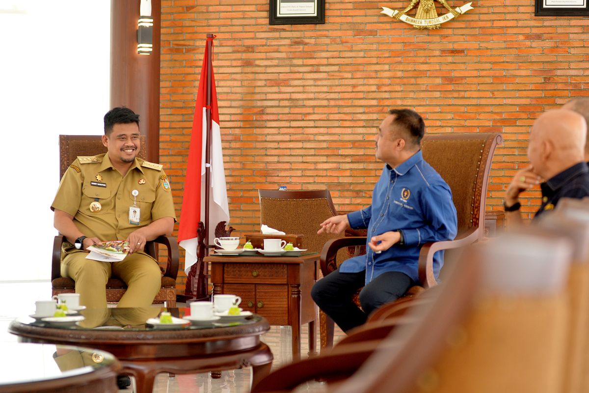 Gubernur Sumatera Utara (Sumut) Bobby Nasution menerima audiensi Pengurus Persatuan Wartawan Indonesia (PWI) Sumut di Anjungan Lantai 9 Kantor Gubernur Sumut Jalan Diponegoro Kota Medan, Selasa (16/9/2025).