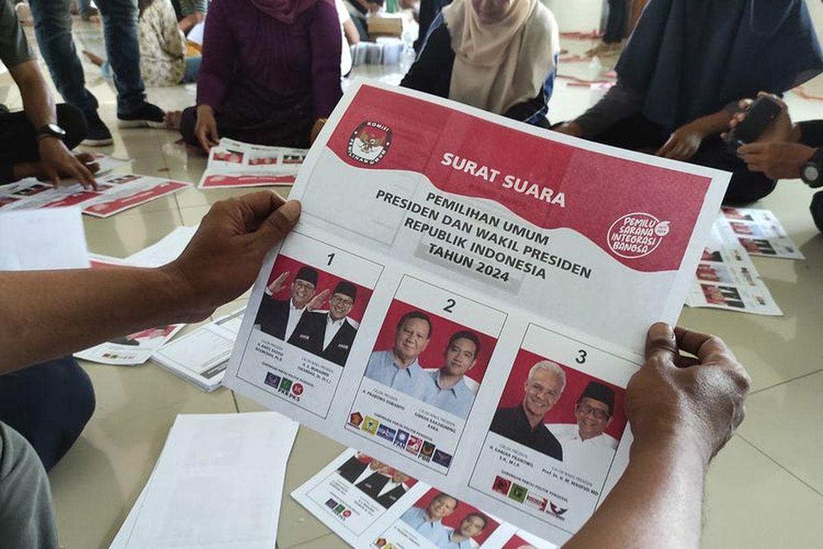 Ilustrasi surat suara Pilpres 2024.