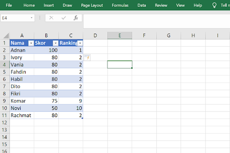 Cara Membuat Ranking di Excel 