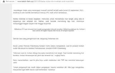 Isi artikel yang berjudul Ariel Noah meninggal dunia akibat kecelakaan