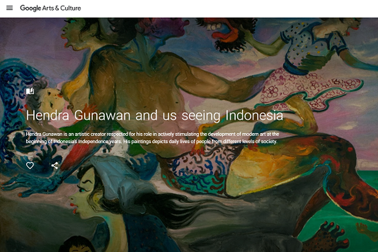 Tangkapan layar laman Google Arts & Culture milik museum Ciputra Artpreneur untuk tur virtual koleksi lukisan milik Hendra Gunawan, Selasa (7/4/2020).