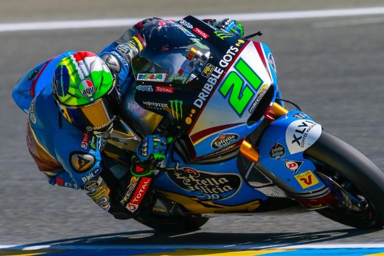 Pebalap Marc VDS asal Italia, Franco Morbidelli saat menjalani tes pramusim MotoGP 2018 di Sirkuti Ricardo Tormo, Valencia, Selasa (14/11/2017).