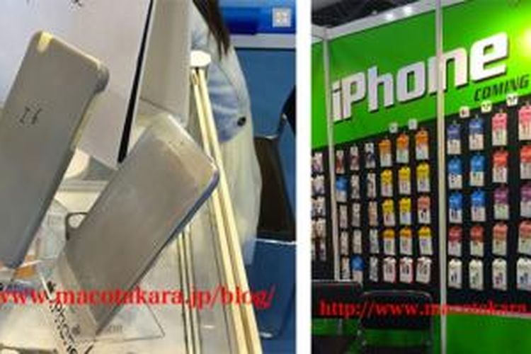Mockup iPhone 6 beserta aksesoris yang dipajang dalam pameran elektronik di Hong Kong