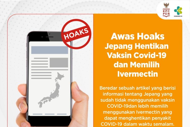 Hoaks Jepang hentikan vaksin Covid-19 dan memilih ivermectin.