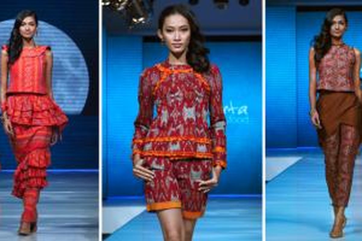 Koleksi busana wanita rancangan desainer belia Rafi Ridwan di Jakarta Fashion Food Festival 2014.