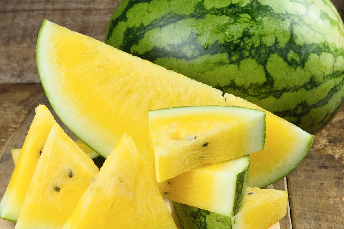 Ilustrasi semangka kuning.