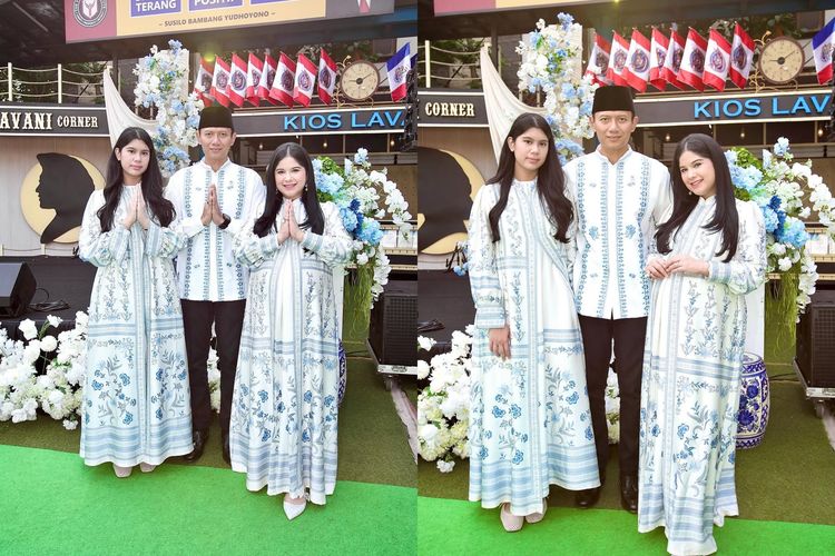 Outfit Lebaran Annisa Pohan sekeluarga.
