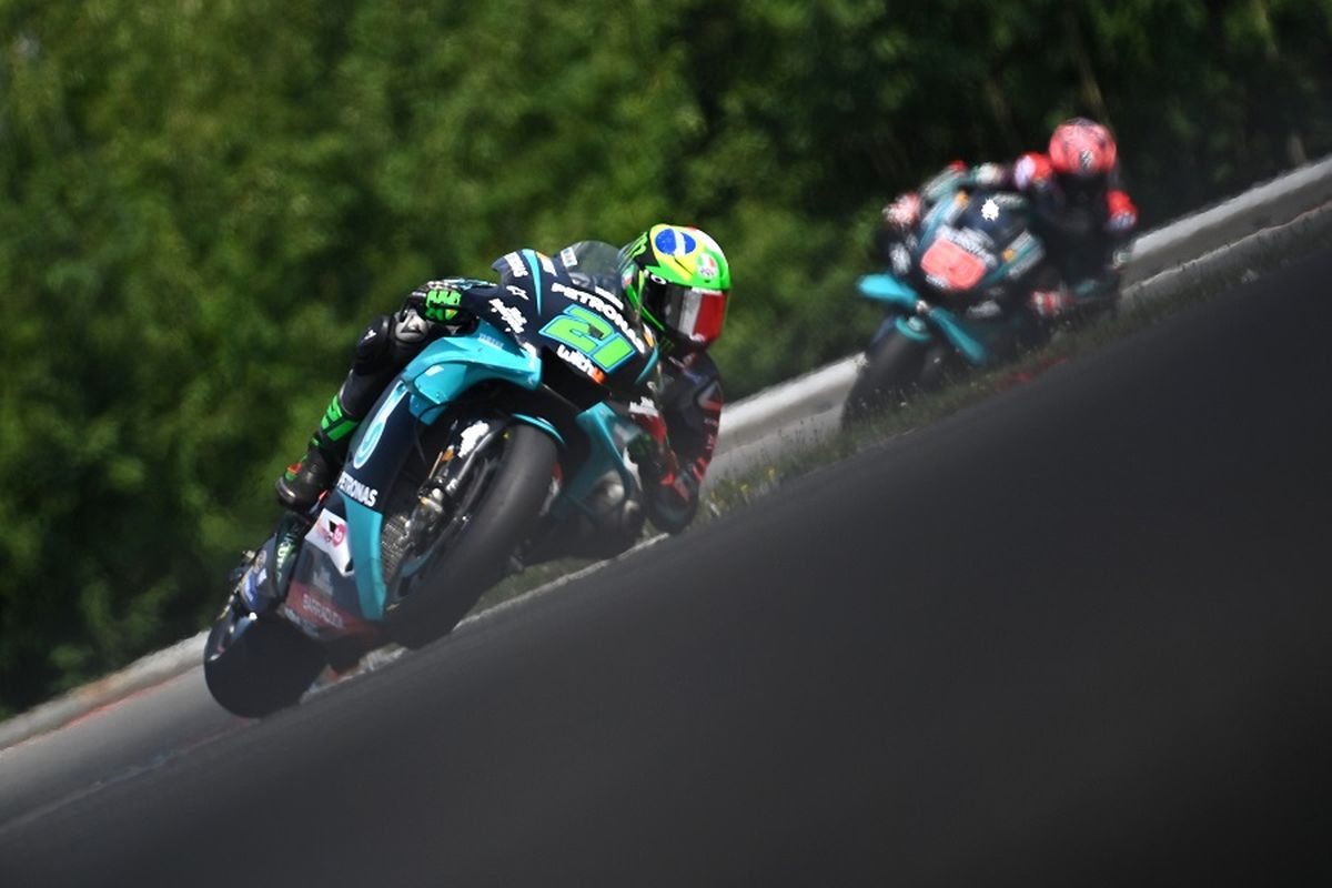 Pebalap Italia Petronas Yamaha SRT, Franco Morbidelli, dalam MotoGP Ceko di Sirkuit Brno pada 9 Agustus 2020.