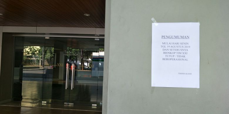 XXI Tim Ismail Marzuki tutup, Cikini, Jakarta Pusat, Senin (19/8/2019).