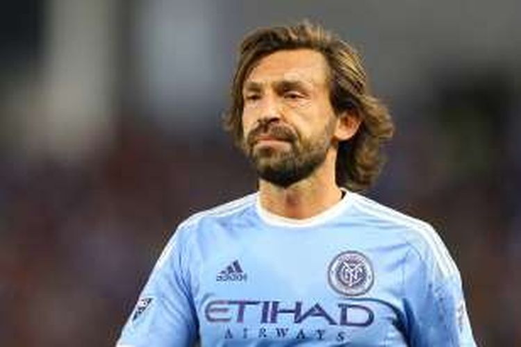 Andrea Pirlo tampil memperkuat New York City FC dalam laga kontra Toronto FC di Yankee Stadium, New York, pada 13 Maret 2016.