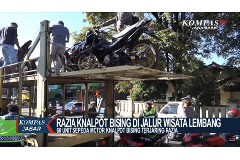 Razia Knalpot Bising di Lembang, Puluhan Motor Disita dan Diangkut Pakai Truk