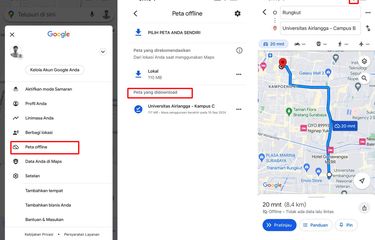 Ilustrasi cara menggunakan Google Maps offline di HP.