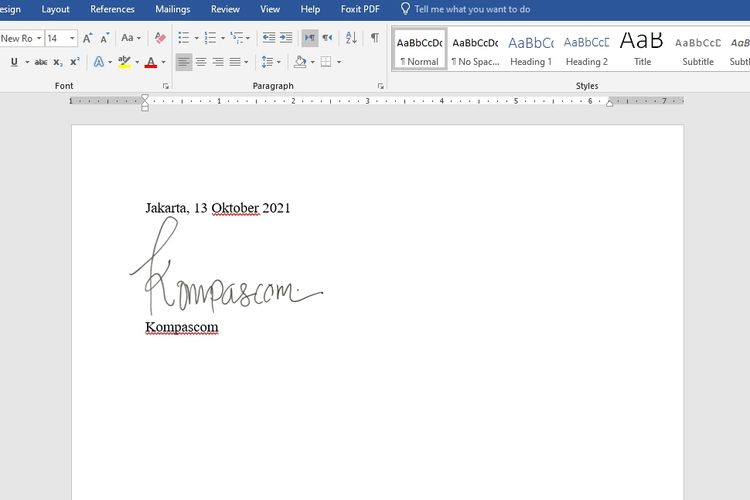 Tampilan tanda tangan digital di Word.