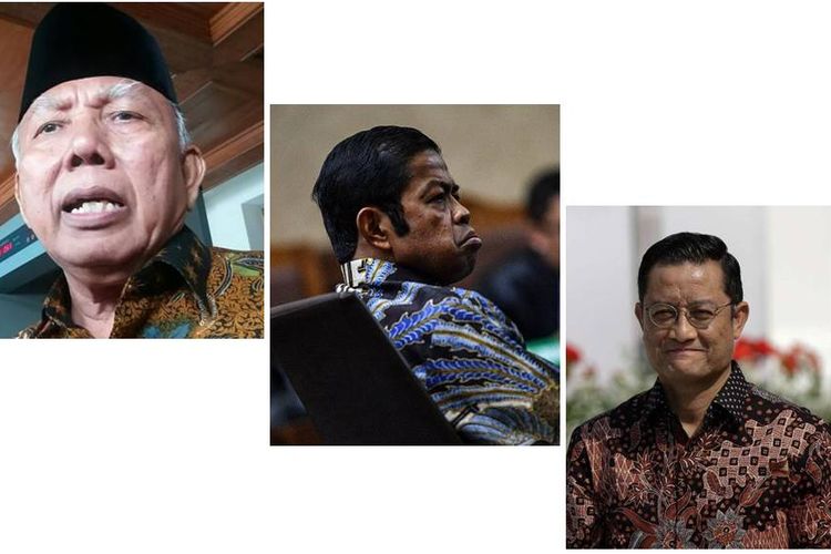 Kolase foto tiga mantan Menteri Sosial. Dari kiri ke kanan: Bachtiar Chamsyah, Idrus Marham, Juliari Batubara.