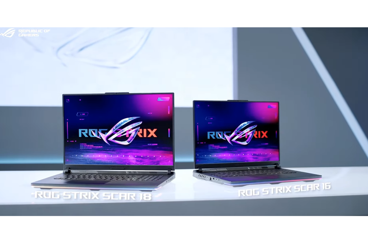 Jajaran laptop Asus ROG Strix Scar 18 dan ROG Strix Scar 16 untuk tahun 2023.