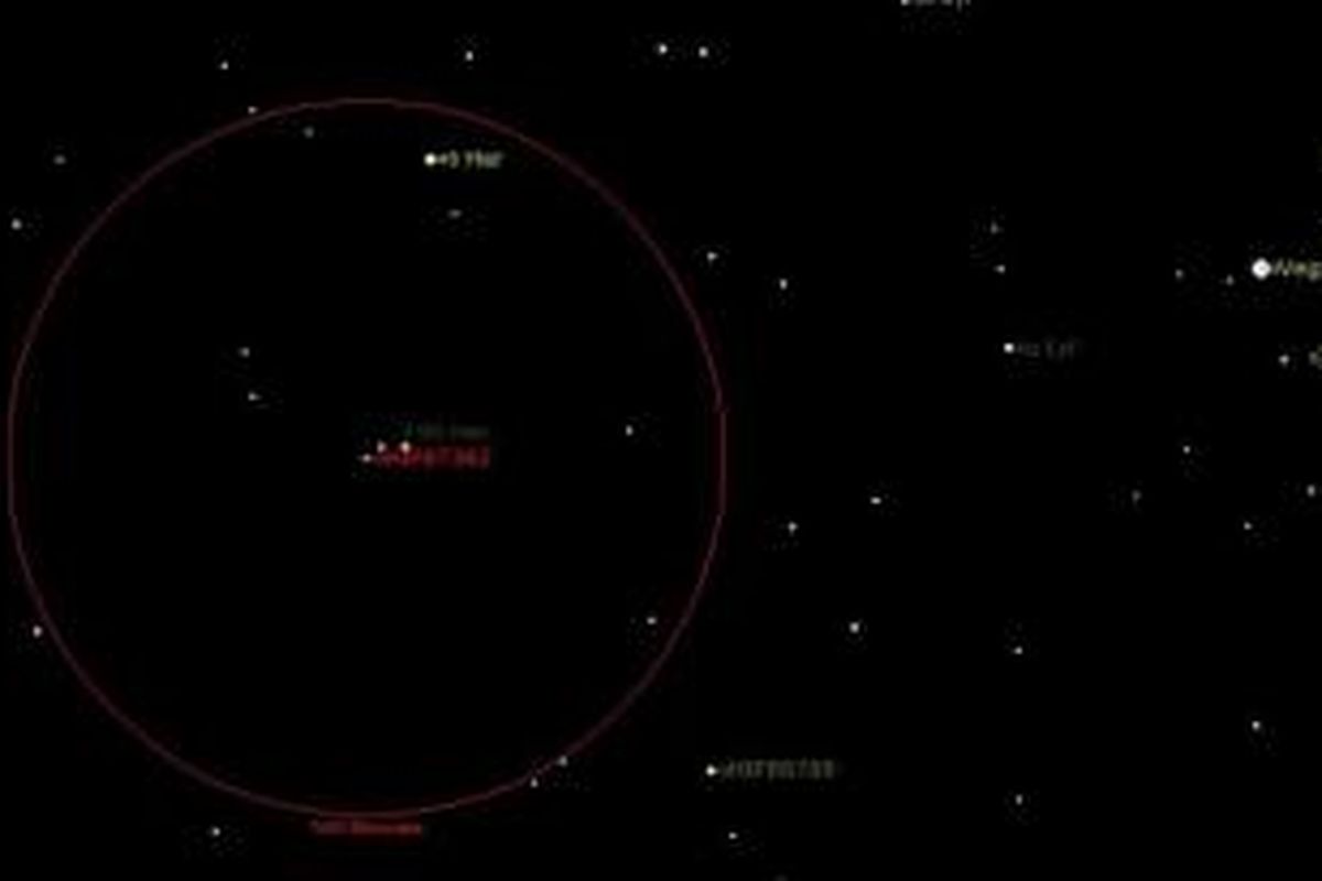 HD 126826 atau HIP 87382 bisa dilihat dengan binokuler dari Indonesia. Lingkaran merah menunjukkan medan pandang binokuler. 