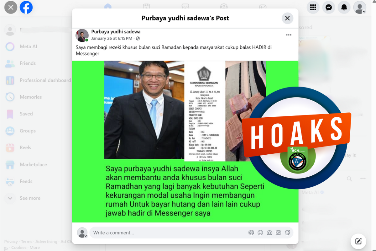 Menteri Keuangan Purbaya Yudhi Sadewa Disebut Tawarkan Bantuan Modal, Ternyata Modus Penipuan
