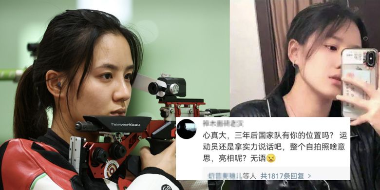 Wang Luyao, atlet menembak asal China ketika berlaga. Dia menerima hujatan di internet setelah gagal dalam babak kualifikasi Olimpiade Tokyo.