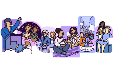 Ilustrasi Google Doodle merayakan Hari Perempuan Sedunia