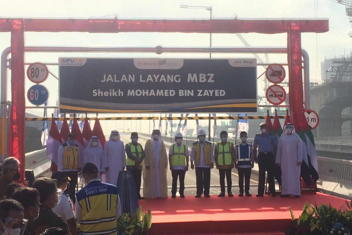 Peresmian Jalan Tol Layang Mohamed Bin Zayed, Senin (12/04/2021).  