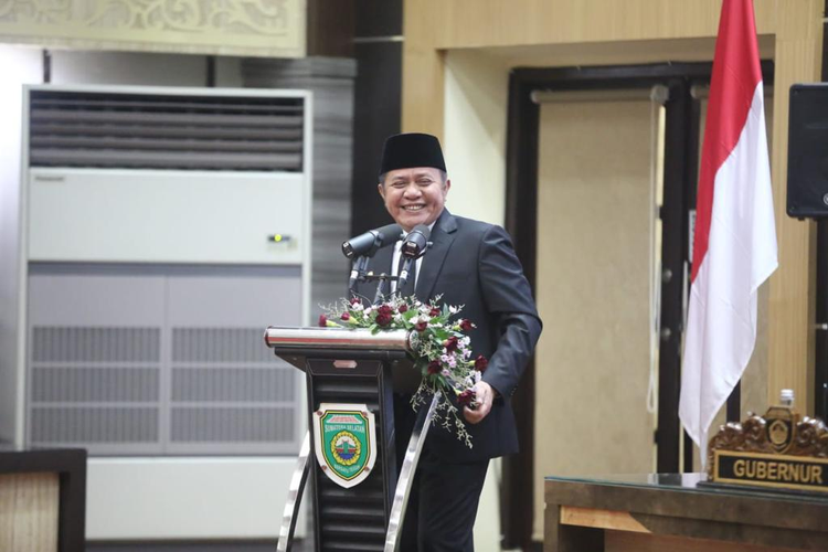 Gubernur Sumatera Selatan (Sumsel) Herman Deru dalam acara Pengukuhan Kepala BPS Provinsi Sumsel Mohammad Wahyu Yulianto di Auditorium Bina Praja Pemerintah Provinsi (Pemprov) Sumsel, Rabu (7/6/2023).

