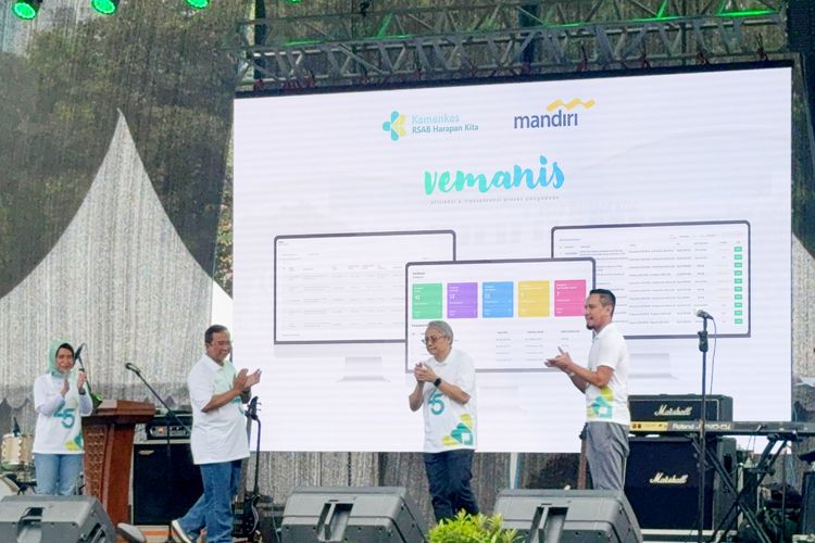 Peresmian sistem Dashboard Vemanis yang dihadiri oleh Sekretaris Jenderal Kementerian Kesehatan (Kemenkes), Direktur Jenderal Pelayanan Kesehatan Kemenkes, jajaran Direksi dan Manajemen RSAB Harapan Kita, para mitra vendor RSAB Harapan Kita, serta Perwakilan Manajemen Bank Mandiri di Jakarta, Minggu (22/12/2024). 